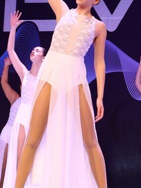 White Lyrical Dance Dress with Lace Bodice
